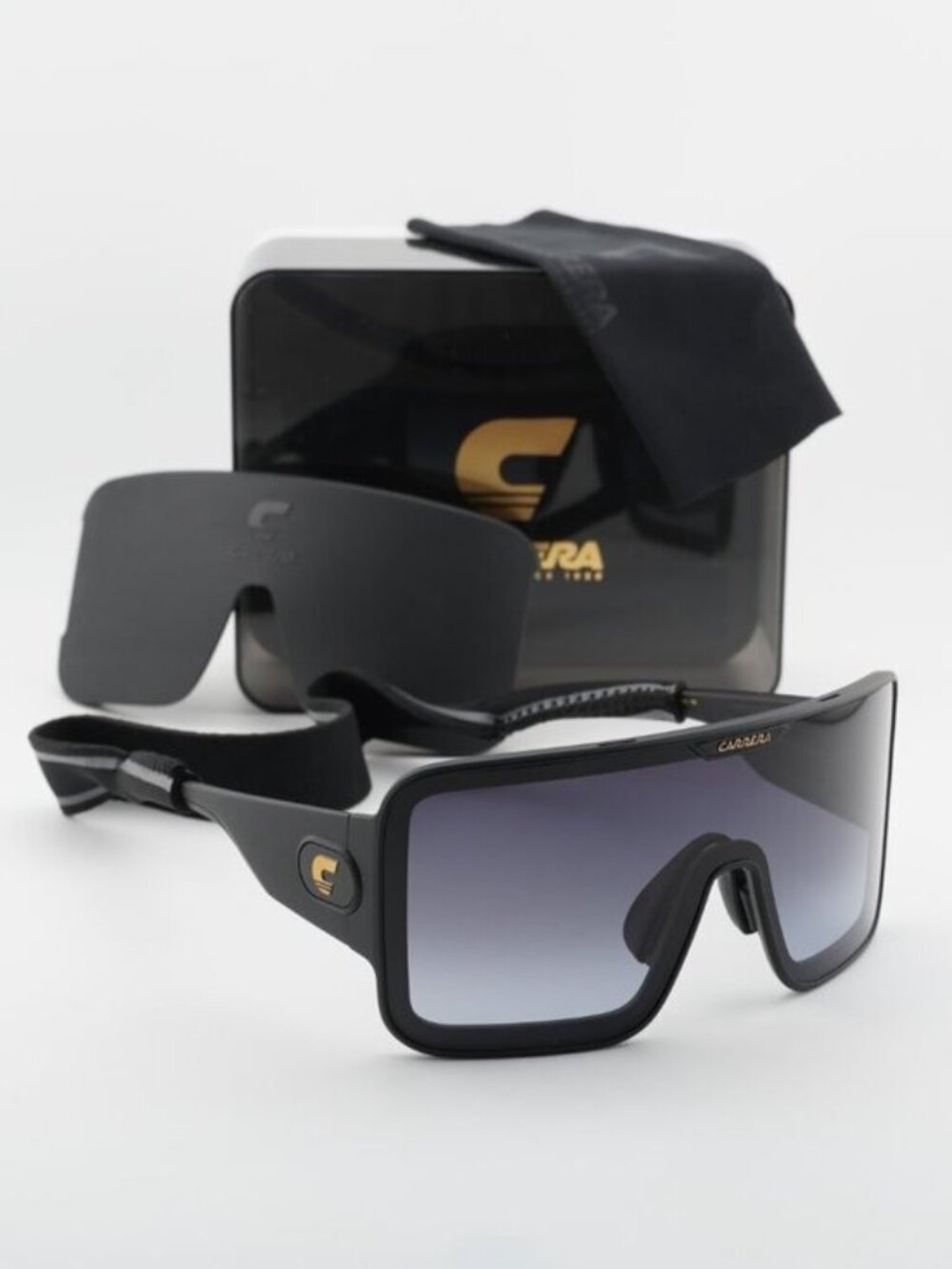 Carrera FLAGLAB 15 0003 9O Shield Sunglasses - Black / Grey
